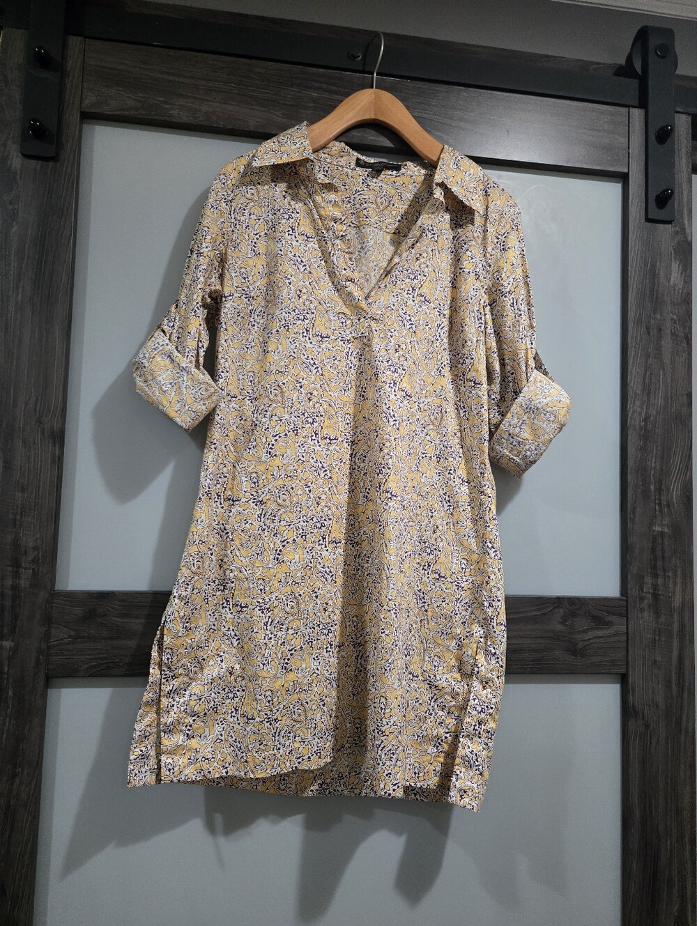 Brooks Brothers Liberty Pullover Tunic Long Sleeve Yellow Purple Cotton Small